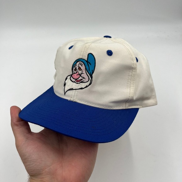 Disney Other - Disney Store Bashful Dwarf Snow White Snapback Hat Cap Embroidered Cream Blue